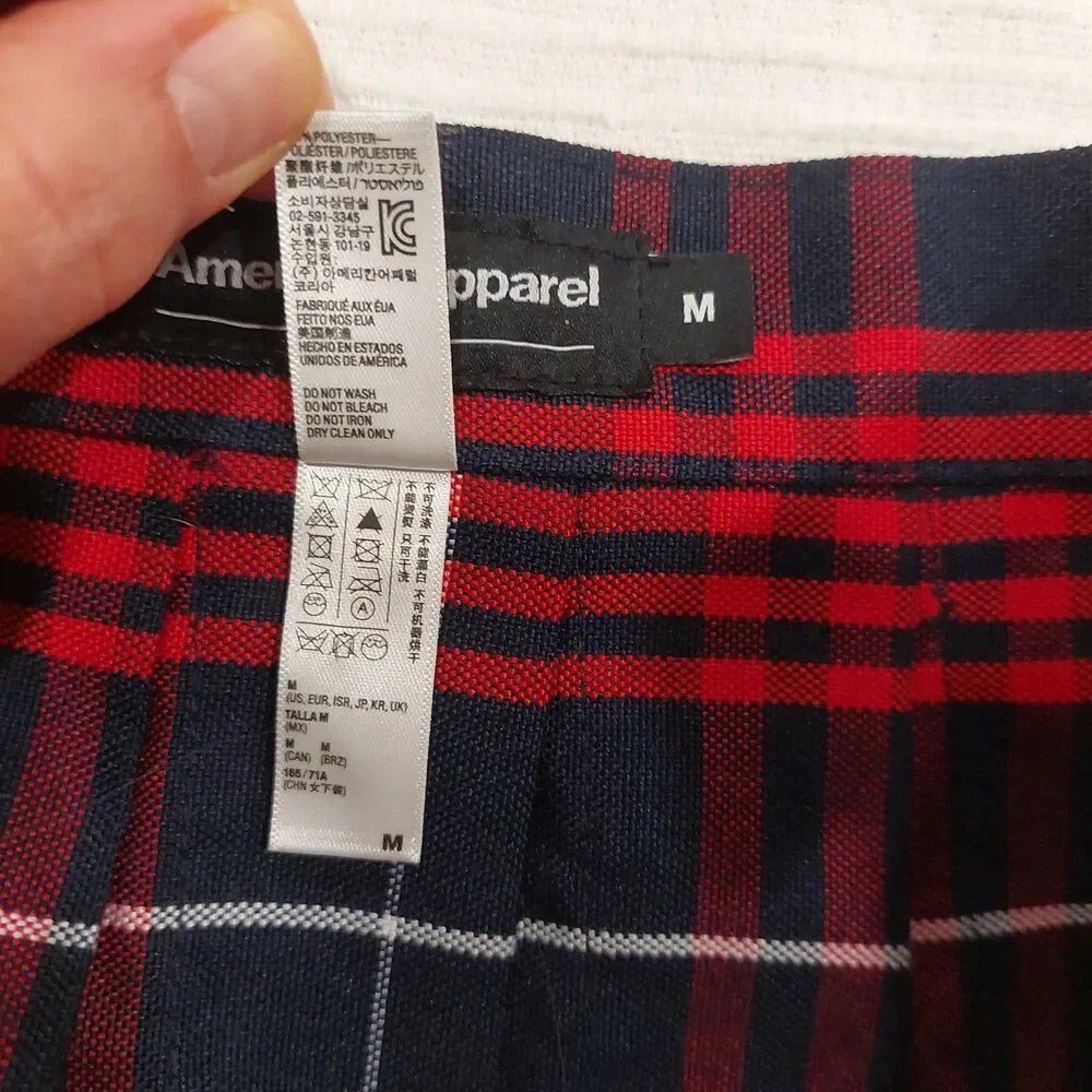 American Apparel Skirt M Red Navy Plaid Pleated Tartan Schoolgirl Tennis NWOT